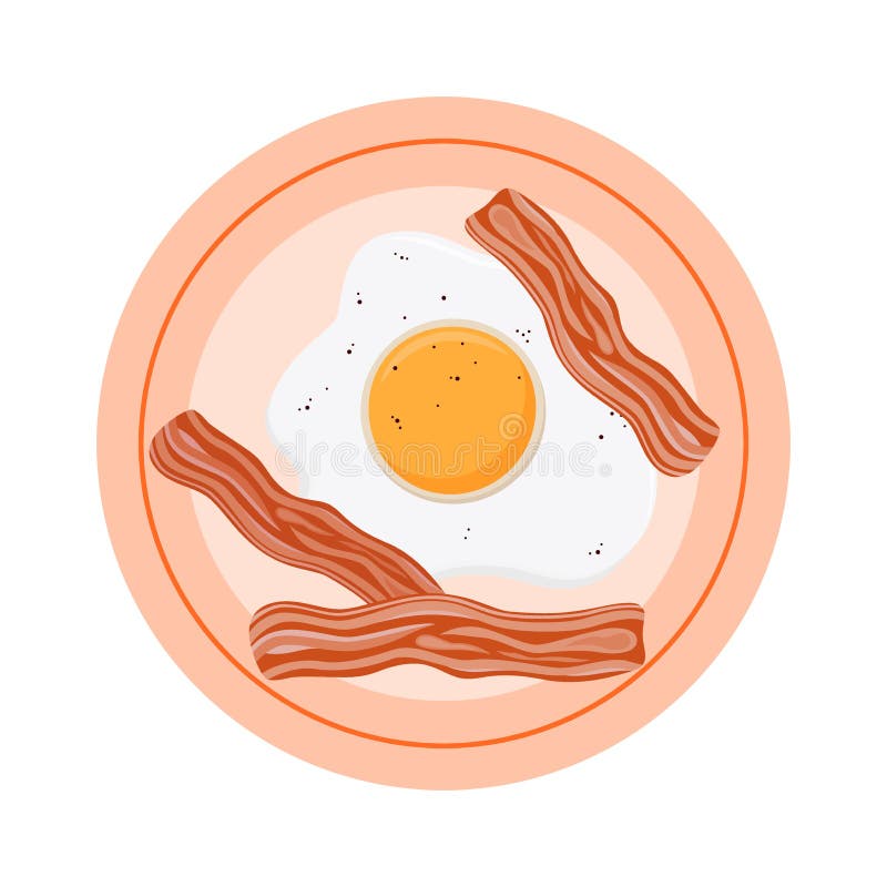 Fried Bacon Scrambled Egg Tasty Breakfast Cartoon Flat Style Stock Vector Illustration Of Background Food