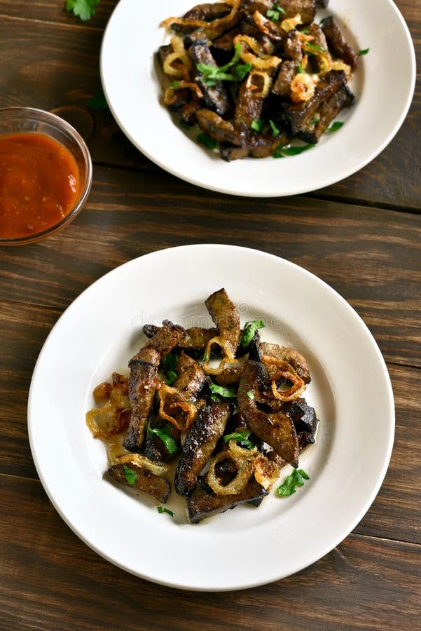Fried Beef Liver with Onion Stock Image - Image of liver, cuisine ...