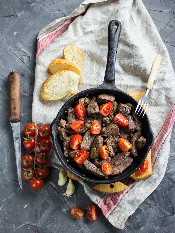 Fried beef liver stock image. Image of main, ready, food 84579879