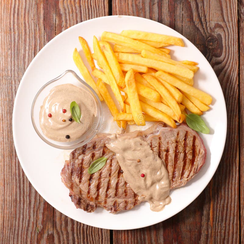 Fried Beefsteak with Pepper Sauce Stock Image - Image of cooked ...