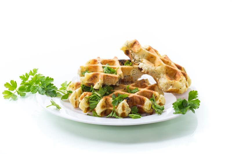 Fried Belgian Vegetable Waffles with Spices and Herbs Stock Image