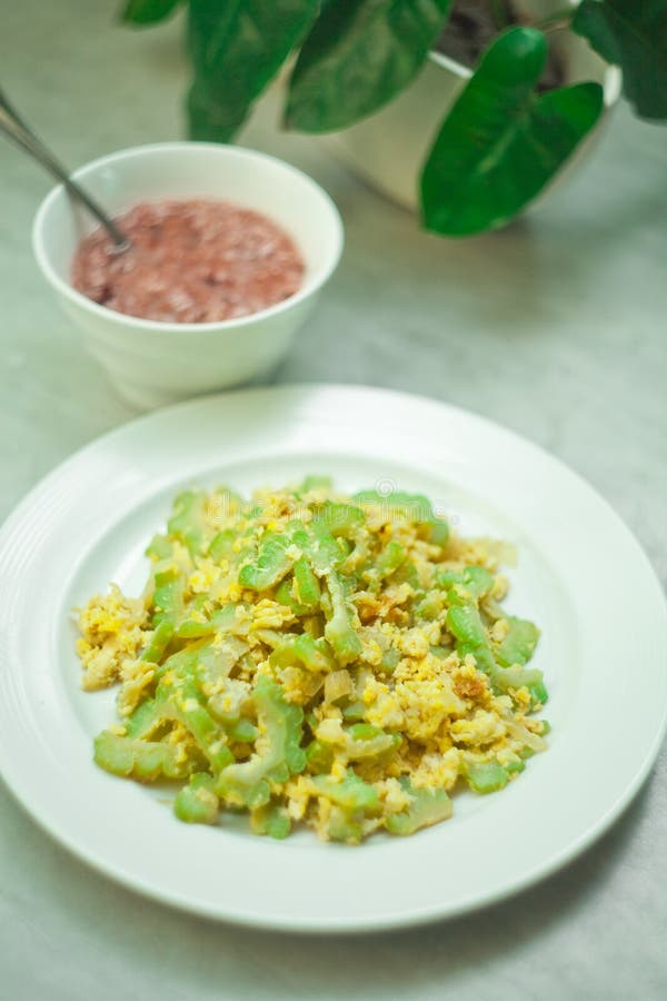 Fried bitter melon with egg