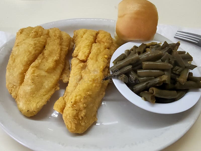 Fried Catfish Dinner Platter Stock Image Image of roll, southern