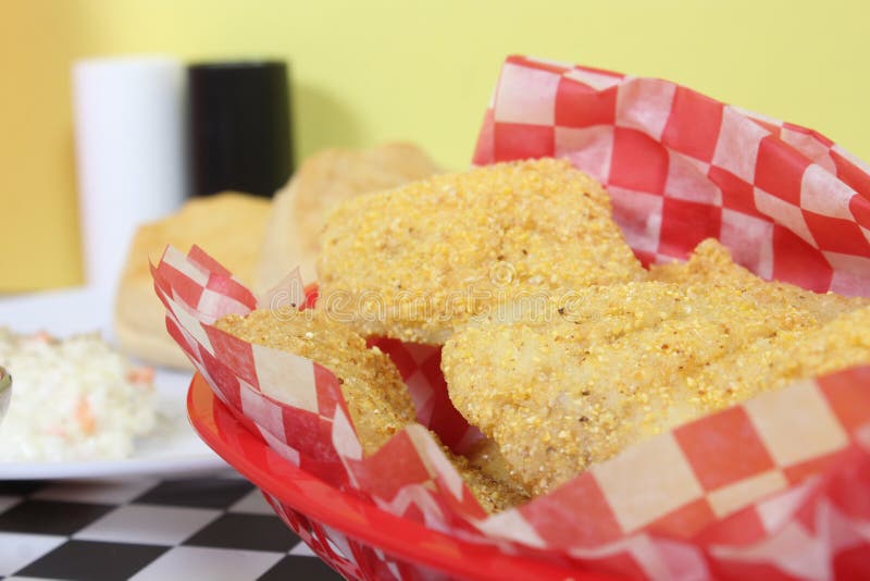 Fried Catfish Fillets in Rural Cafe Restaurant Stock Image Image of