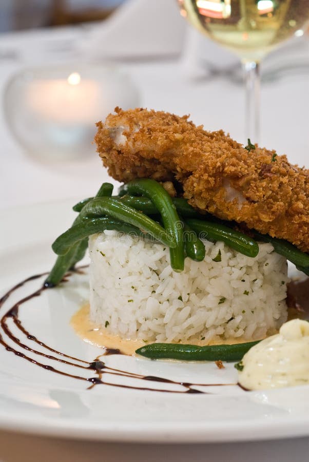 Fried catfish over rice stock image. Image of sauce, rose 15557513
