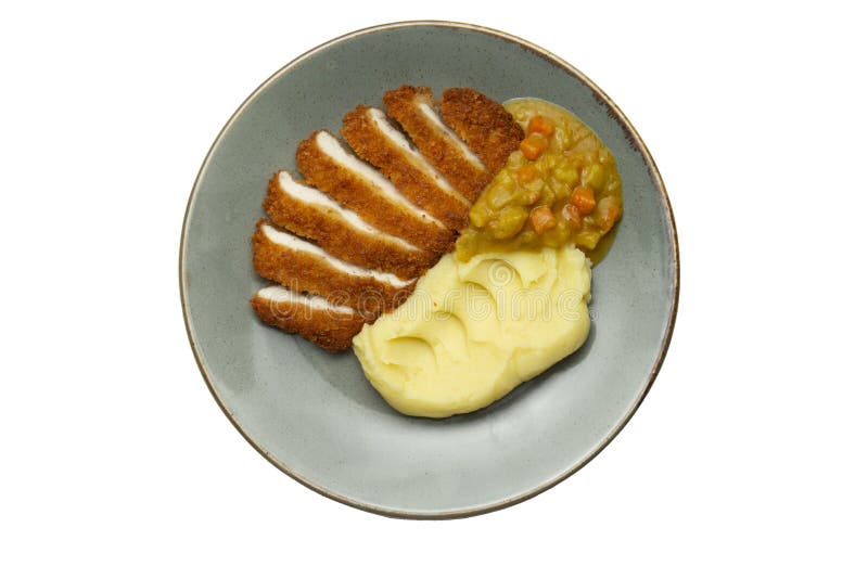 Fried Chicken Breast and Mashed Potatoes in a Plate. Stock Image