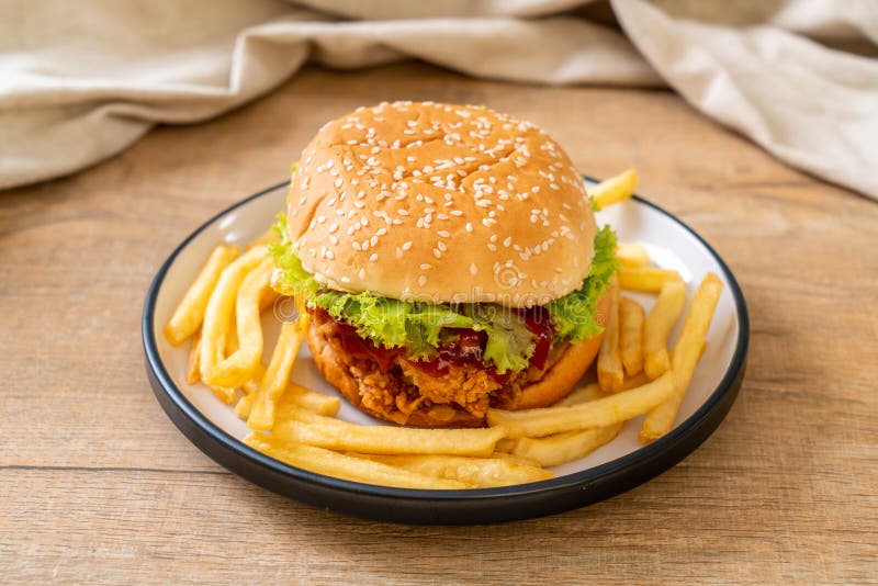 Fried chicken burger stock photo