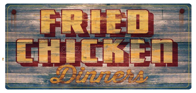 Fried Chicken Dinners Sign ilustración del vector