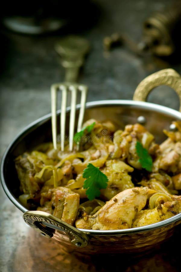 Fried Chicken Fillet in the Indian Copper Bowl Stock Photo - Image of ...