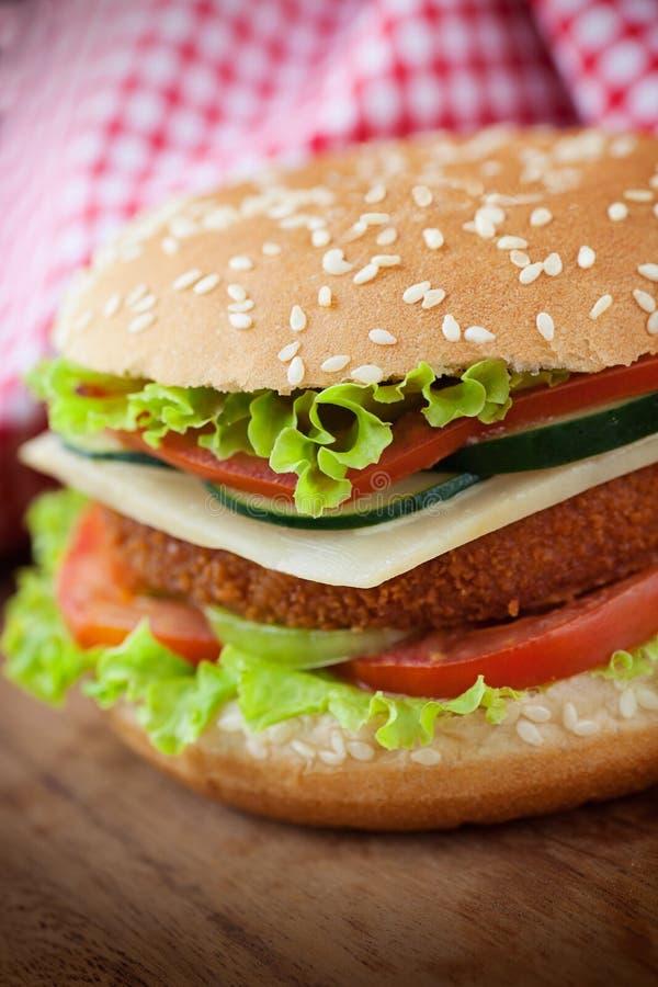 Fried chicken or fish burger sandwich stock photography