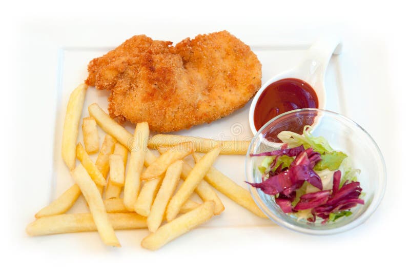 Fried chicken with french fries