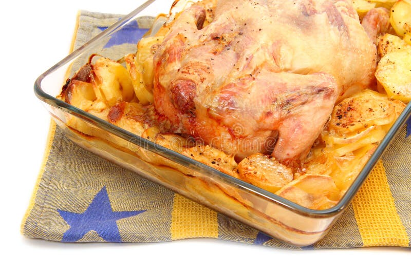 Fried Chicken in a Glass Baking Pan Closeup Stock Photo Image of