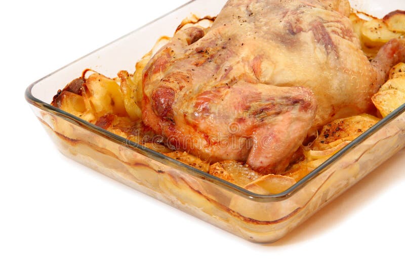 Fried Chicken in a Glass Baking Pan Closeup Stock Photo Image of