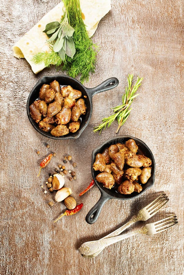 Fried chicken hearts stock image. Image of meat, delicious 204678267