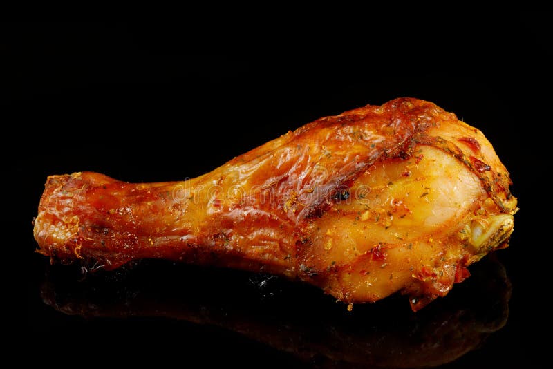 Fried chicken leg on black stock image. Image of meat 259339623