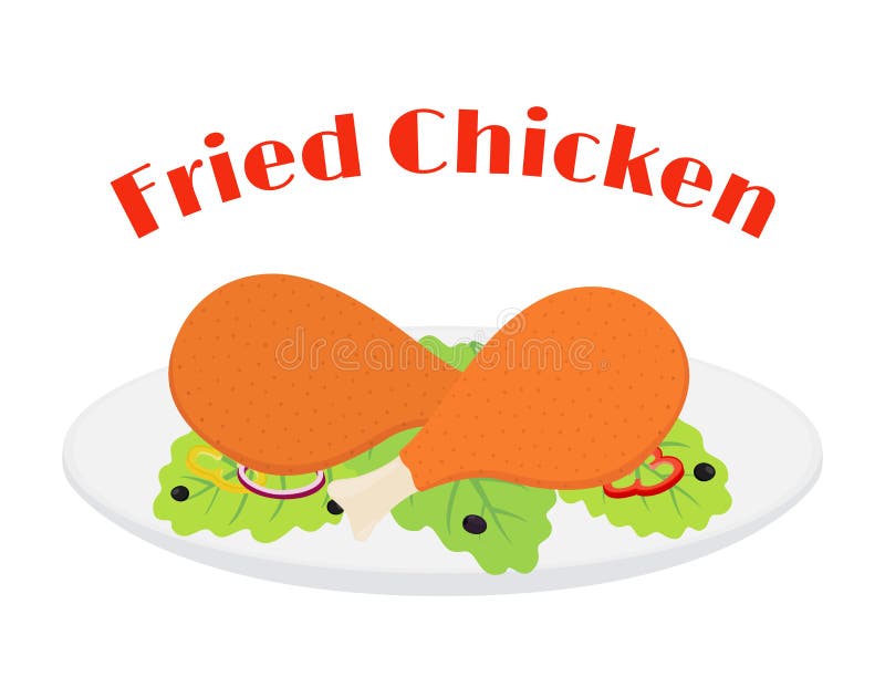 Fried Chicken Leg, Tasty Fast Food on Plate Stock Vector - Illustration of  cartoon, fast: 93487823