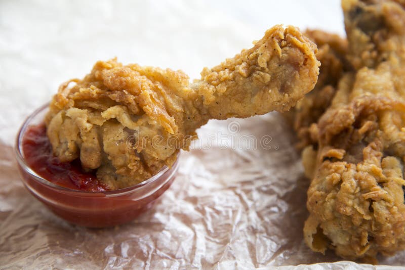 Fried Chicken Legs, Side View. Stock Image Image of messy, carryout
