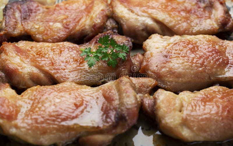 Fried Chicken Meat with Appetizing Skin in Oil Stock Photo Image of