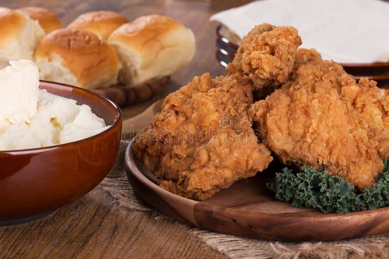Fried Chicken Dinner stock images
