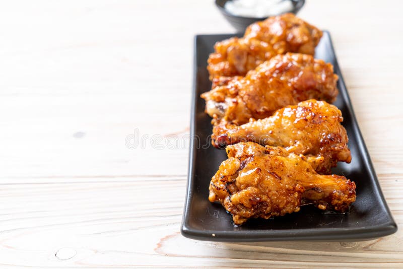 Fried chicken with sauce stock photo. Image of lunch - 169783488