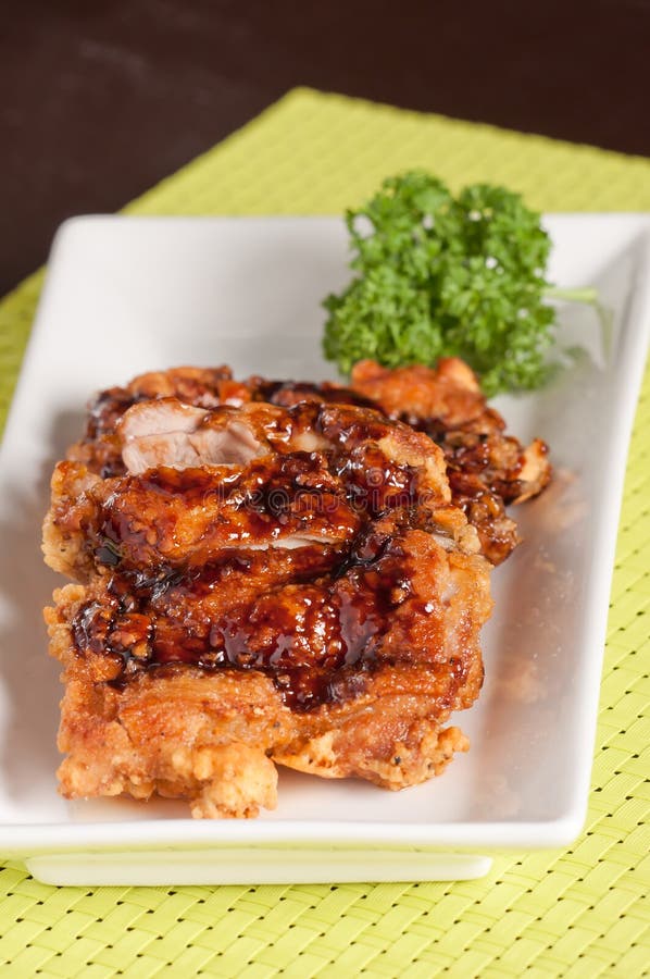 Fried Chicken with Teriyaki Sauce Stock Image Image of meat, food