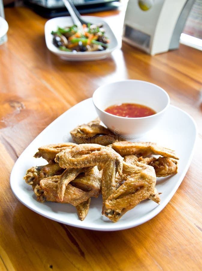Fried chicken wing stock image. Image of plate, orange 34187815