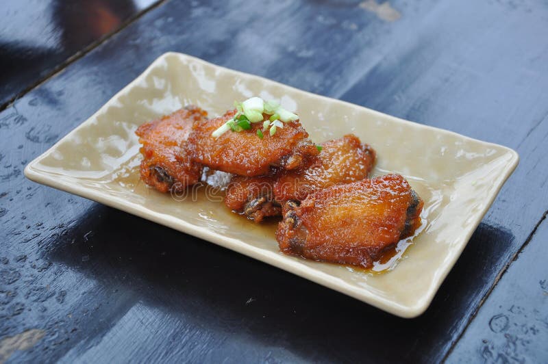 Fried Chicken Wings with Fish Sauce Stock Photo - Image of lunch, food