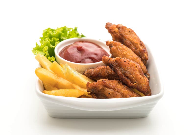 Fried chicken wings stock photography