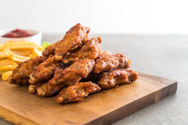Fried chicken wings stock image