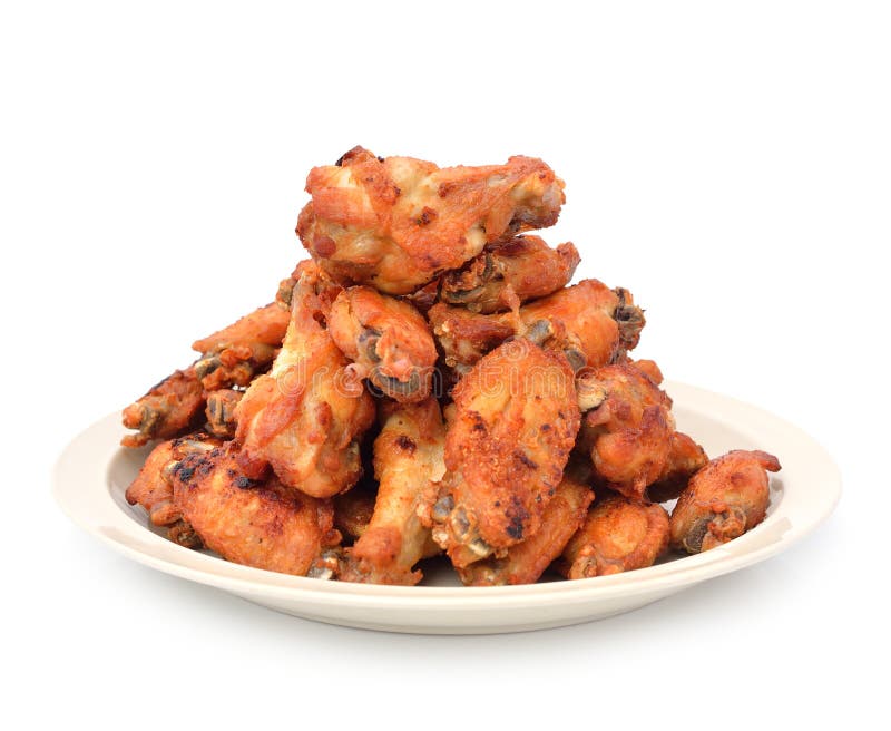 Fried Chicken Wings met Kerriesaus stock foto's Fried Chicken Wings met Kerriesaus stock foto's