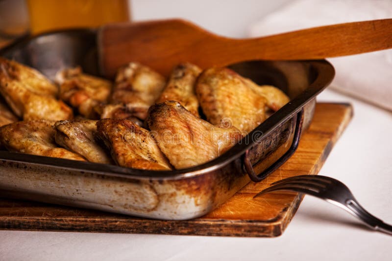 Fried Chicken Wings in the Ovenpan Stock Photo Image of meal, pepper