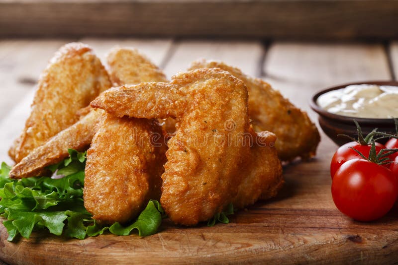 Fried chicken wings stock images