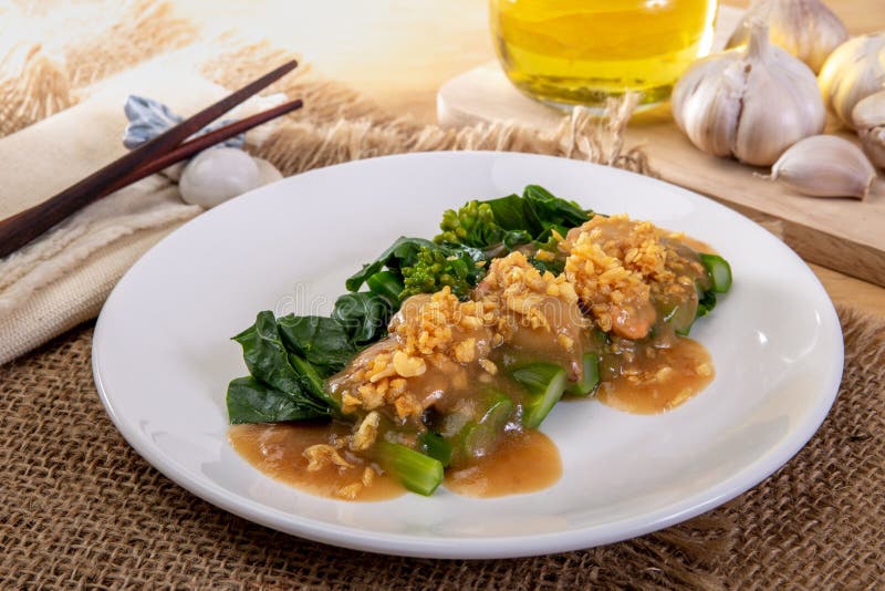Fried Chinese Broccoli in Oyster Sauce Stock Photo Image of healthy