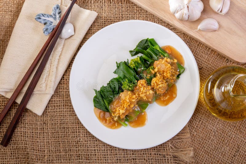 Fried Chinese Broccoli in Oyster Sauce Stock Photo Image of home