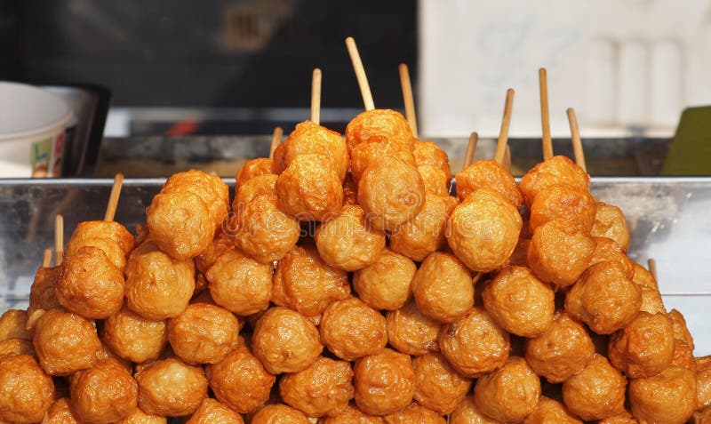 Fried Chinese Fish Balls stock photo. Image of stall - 29590810