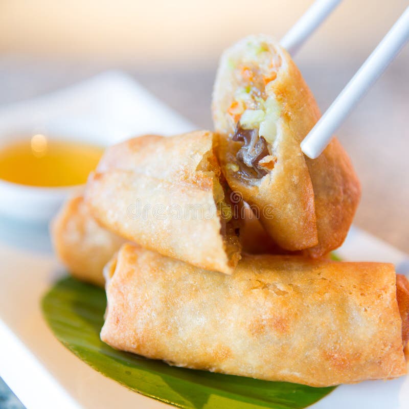 Fried Chinese Traditional Spring Rolls Stock Photo Image of