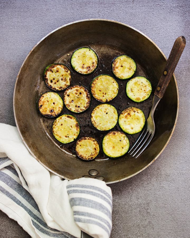Fried Courgette in a Skillet Stock Photo Image of harvest, courgette