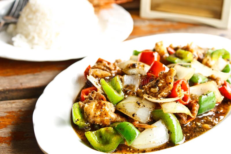 Fried crab with black pepper. stock photo