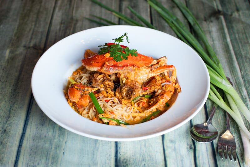 Fried Crab with Rice Noodles Stock Photo Image of gourmet, catering