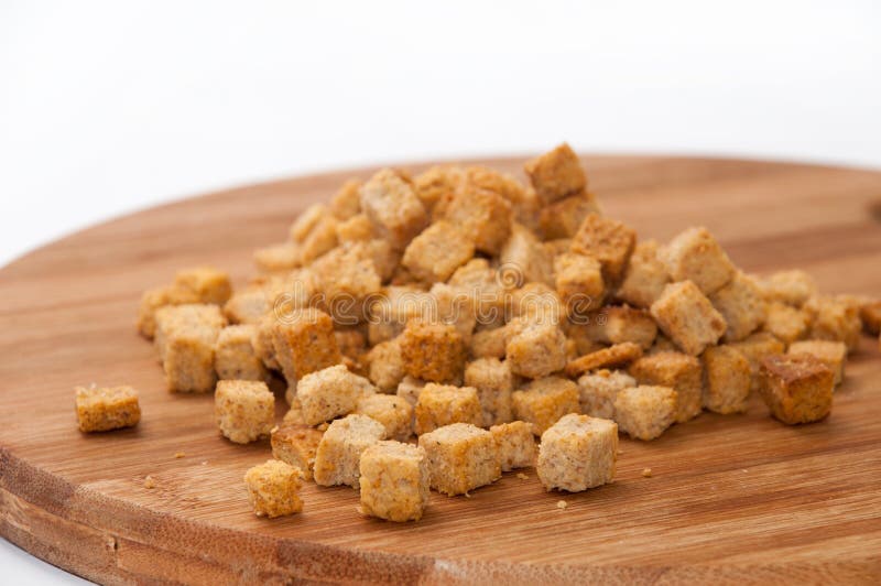 Fried Cubes of Bread Flavored with Bacon Stock Image Image of baked