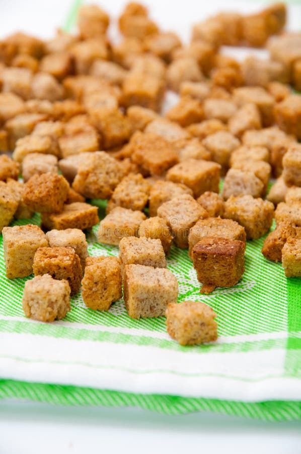 Fried Cubes of Bread Flavored with Bacon Stock Image Image of baked, brown 51504881