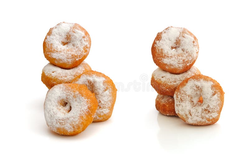Fried Donuts in Powdered Sugar Stock Image Image of portion, round