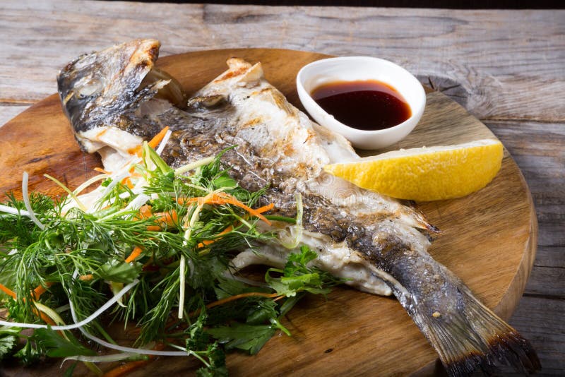Fried dorado fish stock image. Image of grill, grilled 75132097