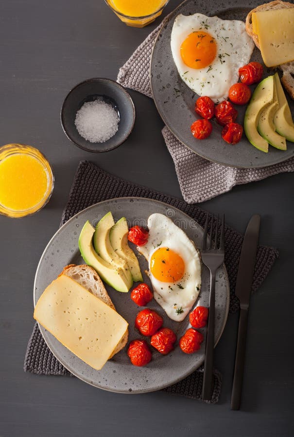 Fried Egg, Avocado, Tomato for Healthy Breakfast Stock Image Image of