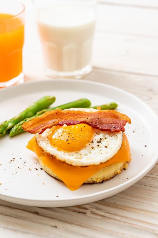 Fried Egg with Bacon and Cheese on Pancake Stock Photo Image of