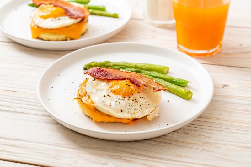 Fried Egg with Bacon and Cheese on Pancake Stock Photo Image of