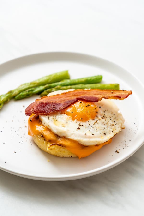 Fried Egg with Bacon and Cheese on Pancake Stock Photo Image of juice
