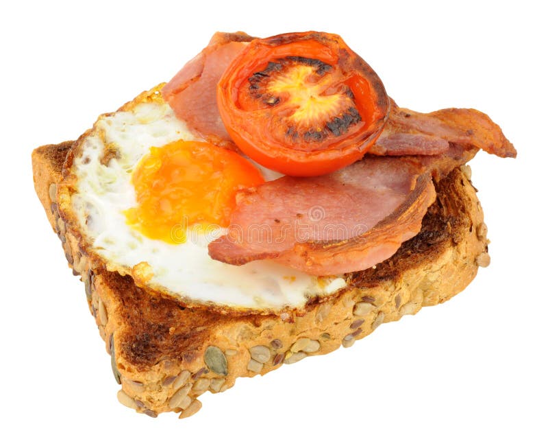 Fried Egg And Bacon With Grilled Tomato On Toast Stock Photo Image of