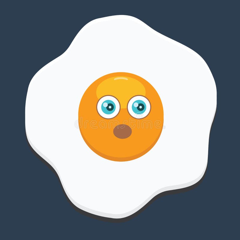 Fried Egg with Emoji. Flat and Solid Color Design Stock Vector