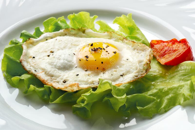 Fried egg stock image. Image of meal, green, cooked, elegant 76677829